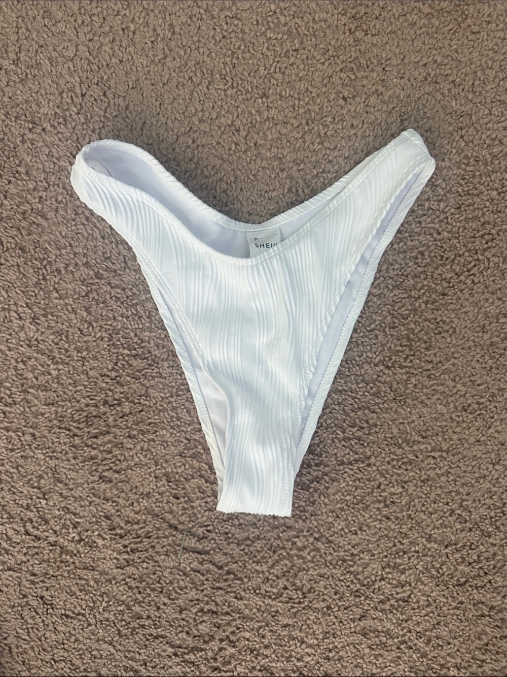 White Ribbed V-Cut Bikini Bottom NWT